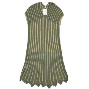 Floris Dress Women S/M Gold Green Open Knit Crochet Cover Up Beachy Boho Coastal